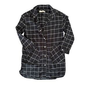 Zara girls Black and White grid button down